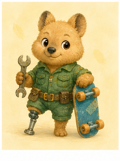 Kito, a quokka maker with a skateboard