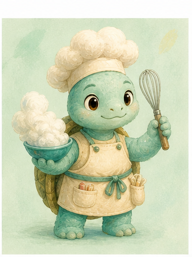 Tavi, a turtle cloud baker